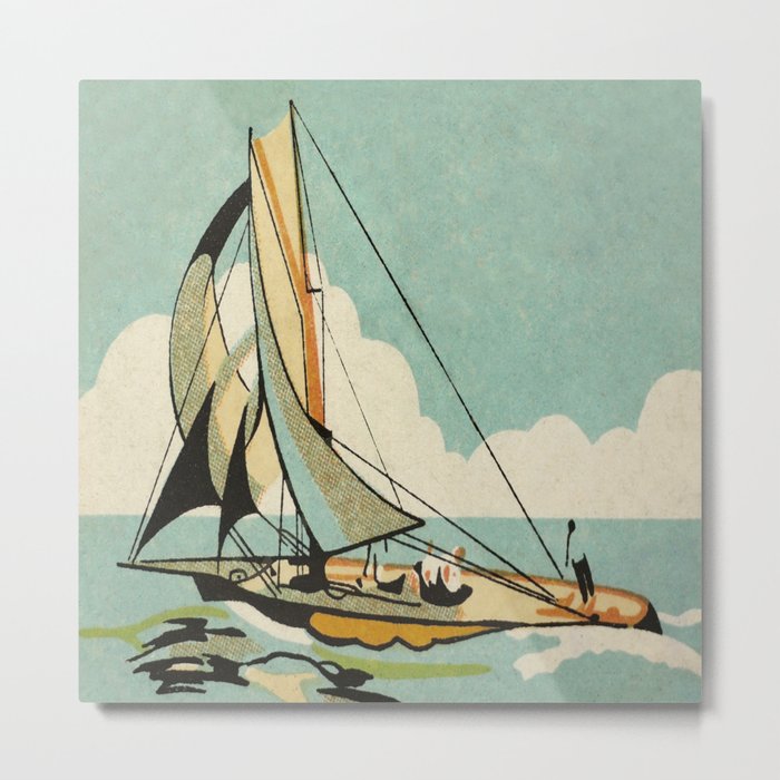 Vintage Japanese Sailboat Metal Print