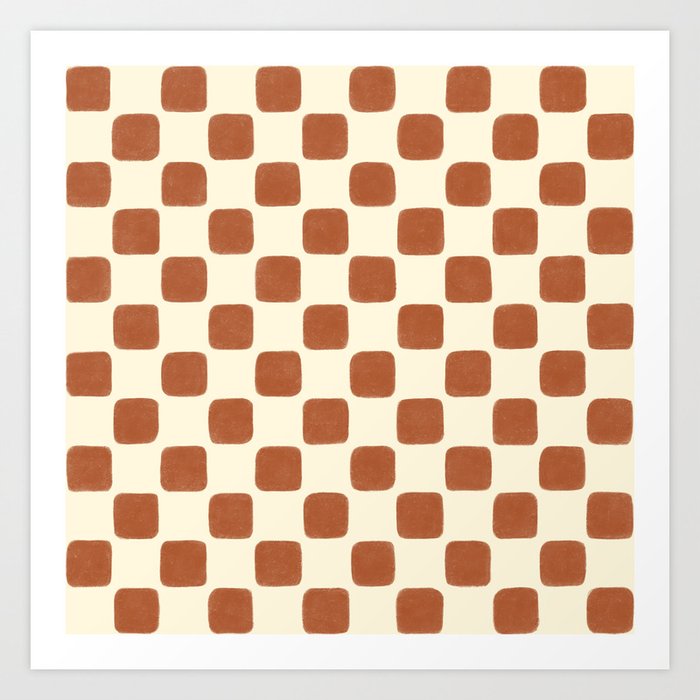 Terracotta Tile Checkered Pattern Art Print