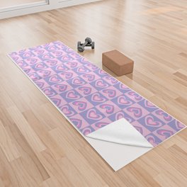 Pastel Hearts + Checker Yoga Towel