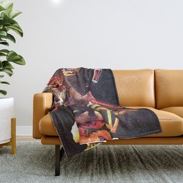 Galaxy Laser Cat On Burger - Space Cheeseburger Cats with Lazer Throw Blanket