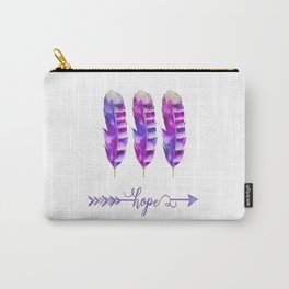 Hope Purple Pink Watercolor Feathers Carry-All Pouch