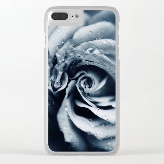 Rose - powder blue Clear iPhone Case