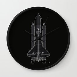 NASA Space Shuttle Blueprint in High Resolution (all black)  Wall Clock