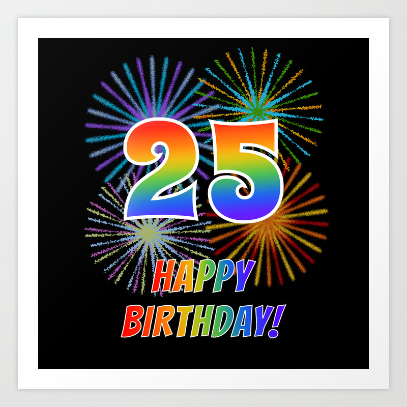 25th Birthday 25 Happy Birthday W Rainbow Spectrum Colors