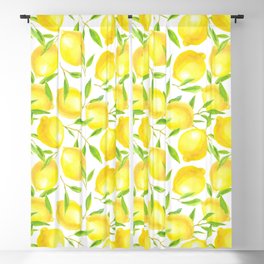 Lemons and leaves  pattern design Blackout Curtain