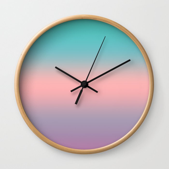 081 Teal Peach and Purple Gradient Wall Clock