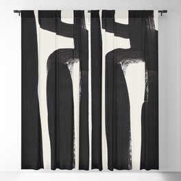Mid Century Modern Minimalist Abstract Art Brush Strokes Black & White Ink Art Ancient Stripes Blackout Curtain