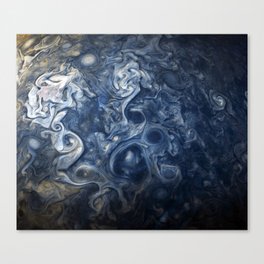 Swirling Blue Clouds of Planet Jupiter from Juno Cam Canvas Print