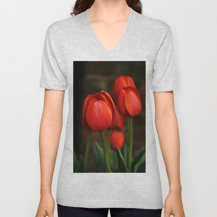 Tulips V Neck T Shirt