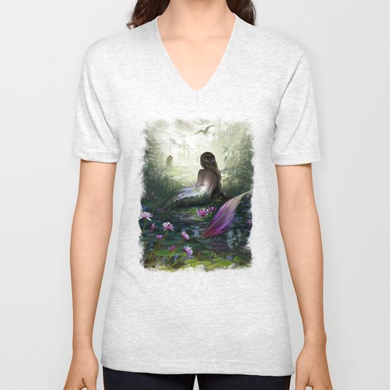 Little mermaid - Lonley siren watching kissing couple Unisex V-Neck