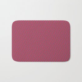 [ Thumbnail: Red & Blue Colored Striped/Lined Pattern Bath Mat ]