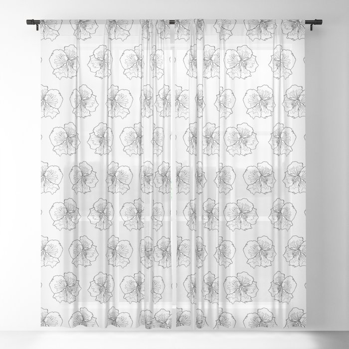 Repeat Pattern Sheer Curtain, Black White Sheer Curtains