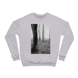 Foggy day in a oak forest in autumn time Crewneck Sweatshirt