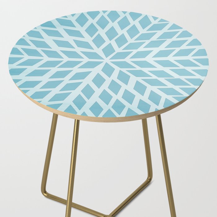 Light Blue Diamond Mosaic Pattern Moroccan Tile Side Table By Arepax68