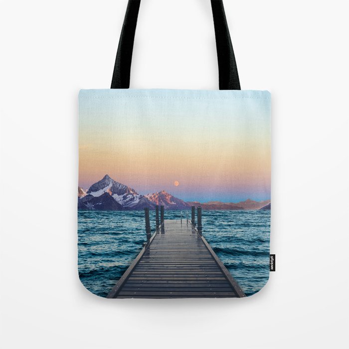 Sunset Over the Mountains | Surreal Landscape Collage Tote Bag