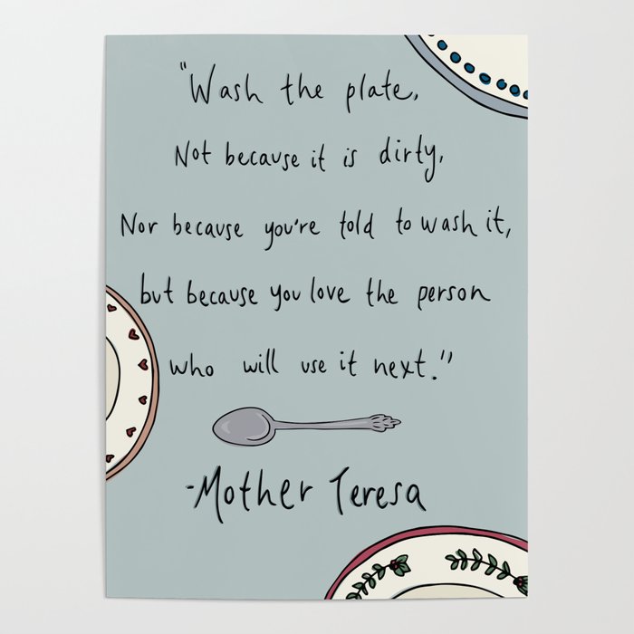 Wash the Plate Mother Teresa Dish Towel