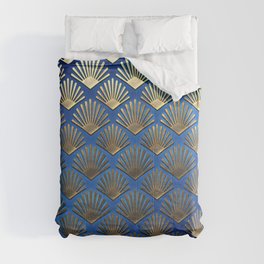 Art Deco Pattern | Gatsby Blue Gold Metallic Comforter
