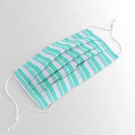 [ Thumbnail: Turquoise and Lavender Colored Stripes/Lines Pattern Face Mask ]