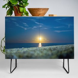 Watch Hill, Rhode Island twilight ocean sunset beach against mirrored blue waves color photograph / photography Credenza