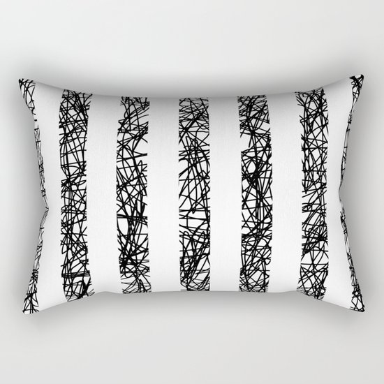 Scribble Bars - Abstract, stripy, stripey, black ink scribbles pattern, black and white Rectangular Pillow