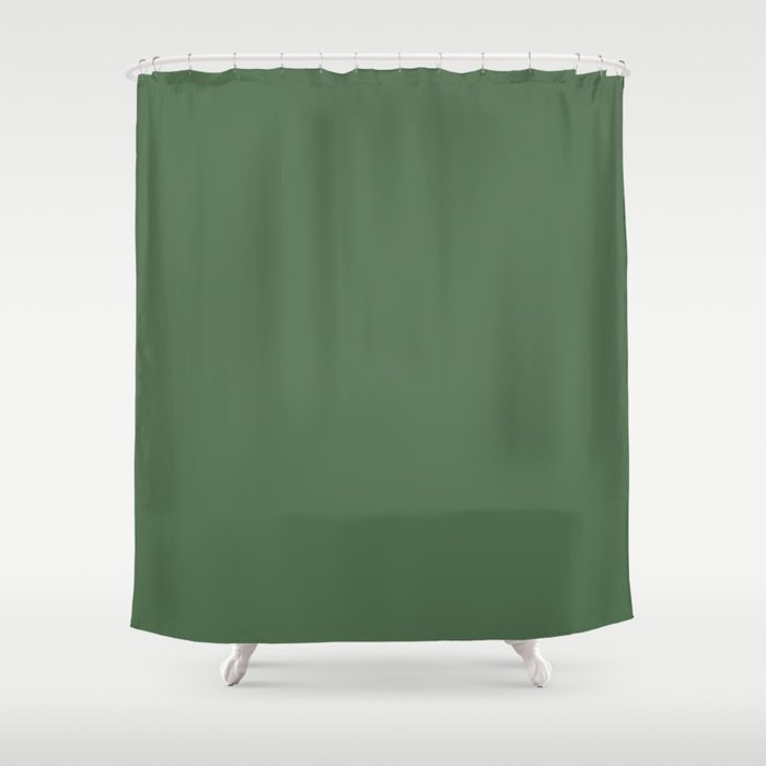 Primitive Dark Green Solid Color - All Colour - Single Shade Pairs w/ Cilantro SW 6453 Shower Curtain