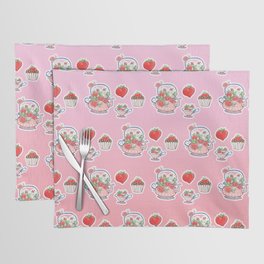 Strawberry teapot with cup and muffin Placemat