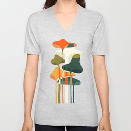 Little mushroom V Neck T Shirt | Expressionism, Retro, Abstract, Colorful, Midcentury, Botany, Whimsical, Digital, Other, Curated 
