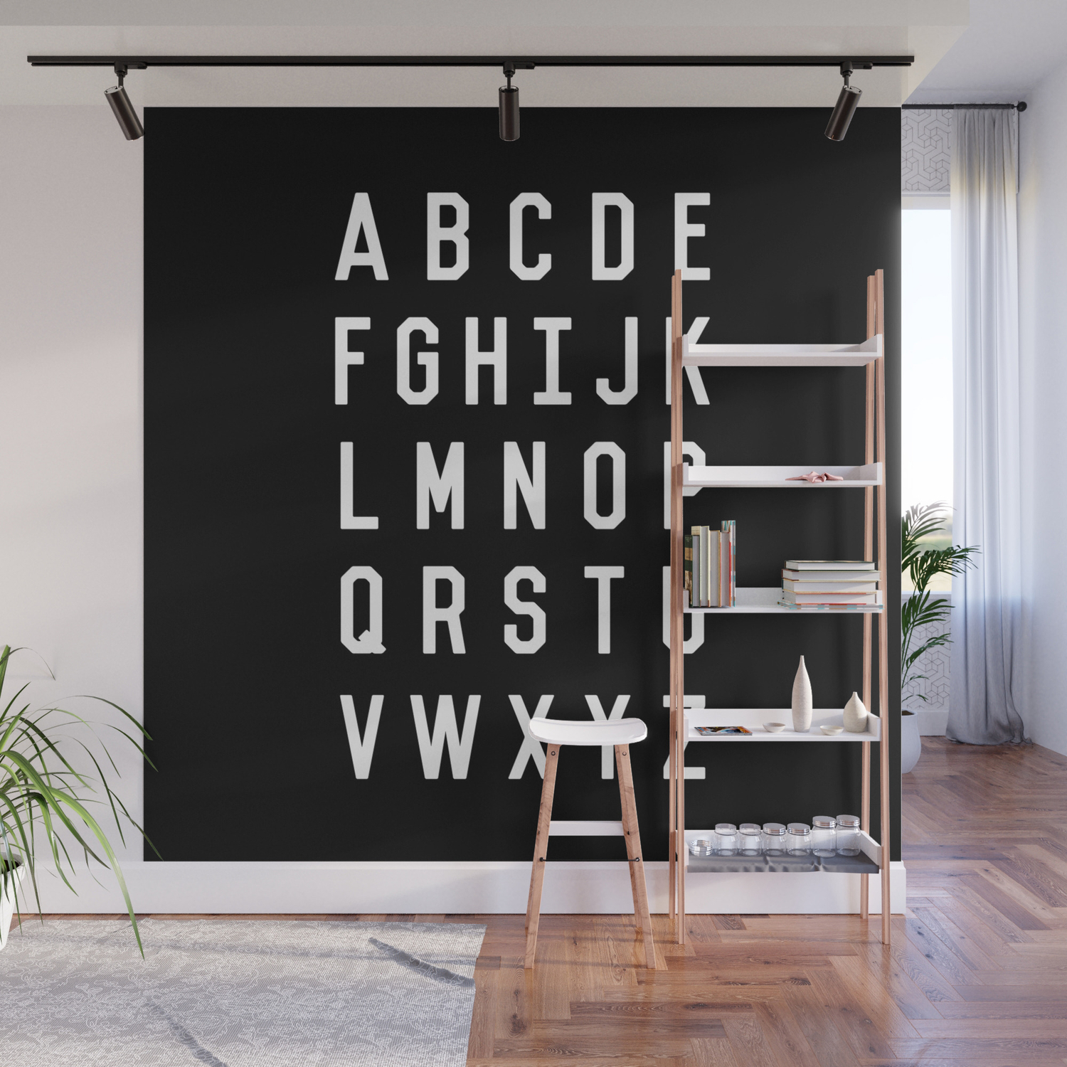 Alphabet Black And White Typography Design Poster With Monochrome