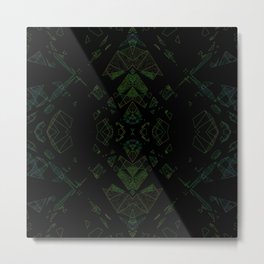 Cosmic Reaver Metal Print | Arcadelike, Green, Digital, Pattern, Abstract, Black, Spacy, Geomatrical, 96Dpi, Graphicdesign 