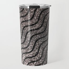 Silver Glitter With Black Squiggles Pattern Travel Mug