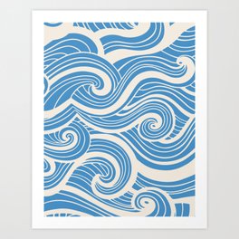 Ocean Waves Cerulean Art Print