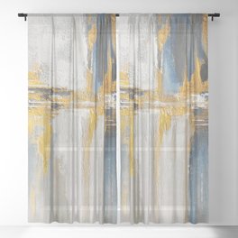 waterfall and gold lights  Sheer Curtain