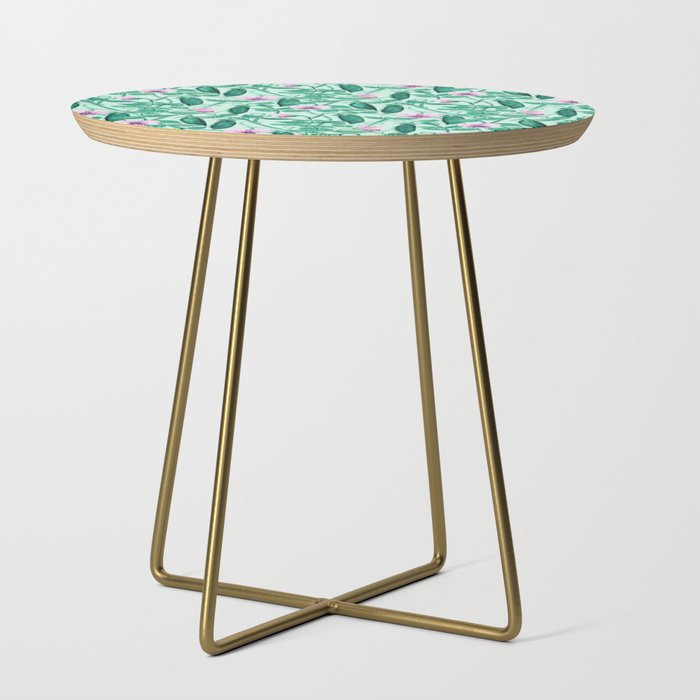 Fresh Garden Pea Floral on Pastel Mint Green Side Table