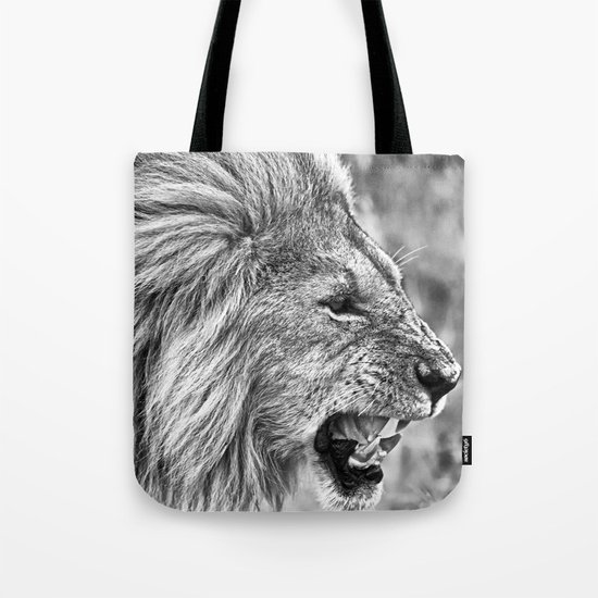 Lion head black and white Tote Bag