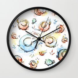 Elephants Pattern Watercolor Whimsical Animals Wall Clock