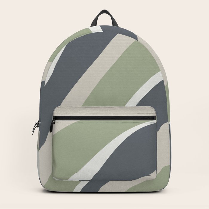 Funky Wavy Lines in Grey, Green and Neutral Tones Backpack