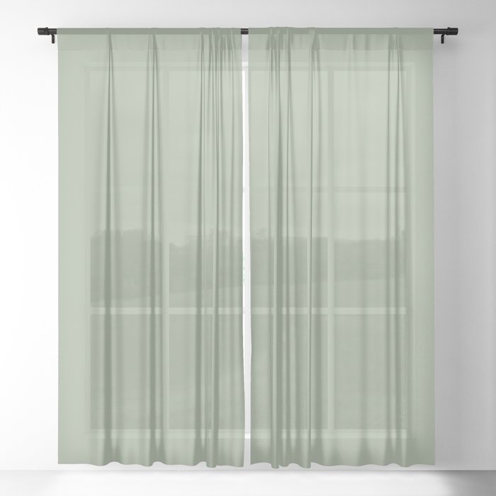 Muted Pastel Green Solid Color Pairs Behr Roof Top Garden S390-4 / Accent Shade / Hue / All One Sheer Curtain