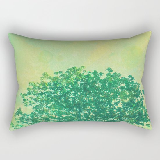 Green Lone Tree, Summer Sunlight Rectangular Pillow