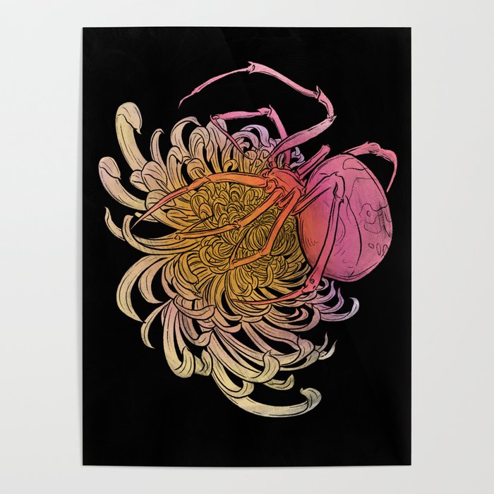 Chrysanthemum & Spider Poster