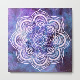 Galaxy Mandala Purple Lavender Blue Metal Print