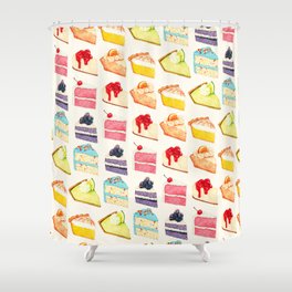Rainbow Cake & Pie Pattern - White Shower Curtain