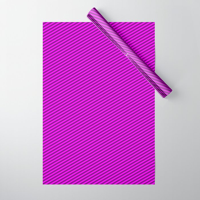 Fuchsia & Purple Colored Lines Pattern Wrapping Paper