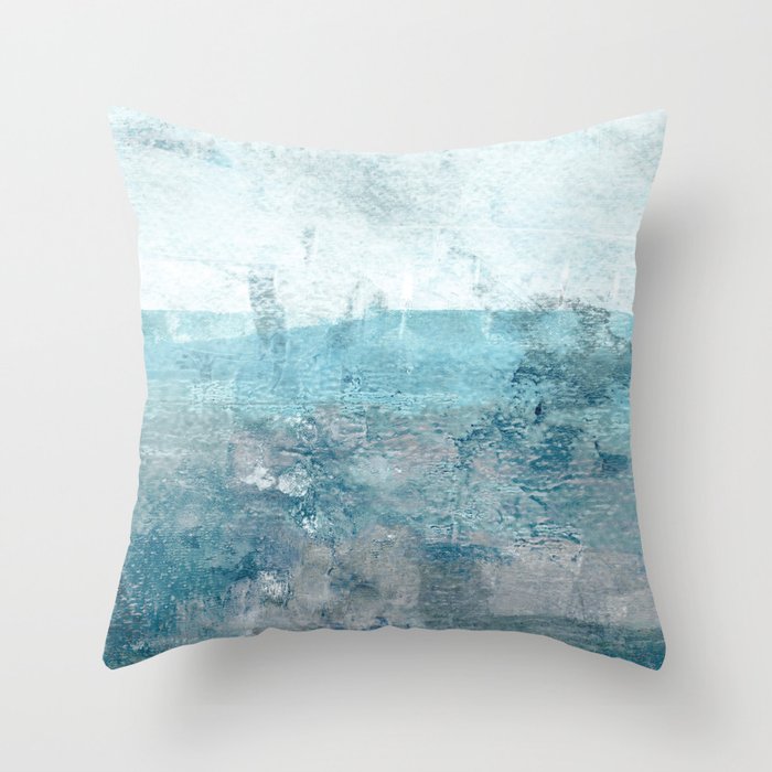 Moody Minimalist Abstract Seascape Painting Throw Pillow