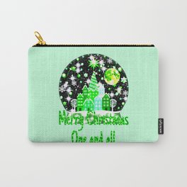 Christmas Holiday in a Globe  Carry-All Pouch | Pretty, House, Greencolor, Snowflakes, Popular, Stars, Colorful, Photo, Holiday, Round 