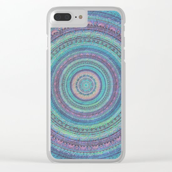 Pink and Turquoise Fractal Mandala Clear iPhone Case