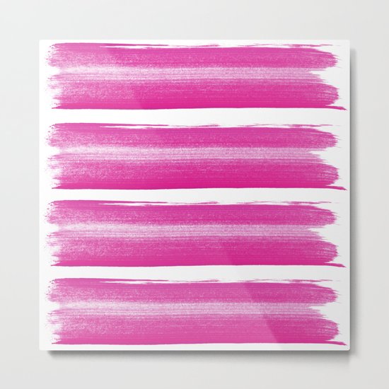 Simply handrawn pink stripes on white background Metal Print