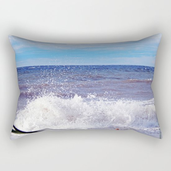 Wave Crashing onto the Beach Rectangular Pillow