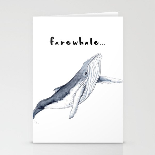 Farewhale Humour Whale Farewell Goobye design Stationery Cards