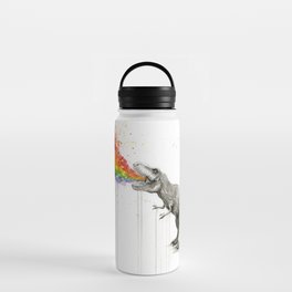 T-Rex Dinosaur Rainbow Puke Taste the Rainbow Watercolor Water Bottle