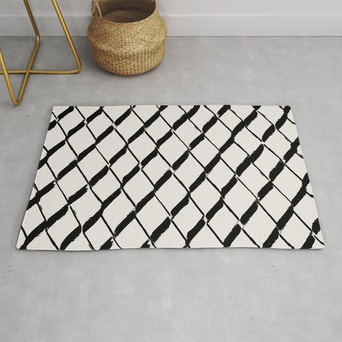 Modern Diamond Lattice Black On Light Gray Rug By Followmeinstead Modern Diamond Lattice Black On Light Gray Rug